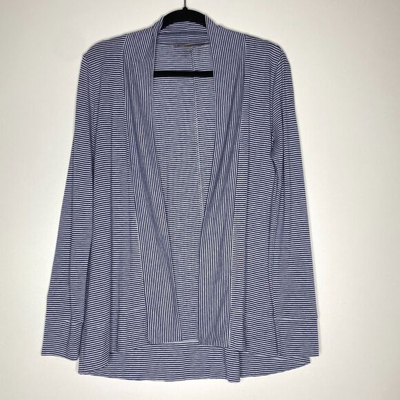 LOFT Striped Open Front Lightweight Cardigan Women's Size Small - Picture 1 of 8